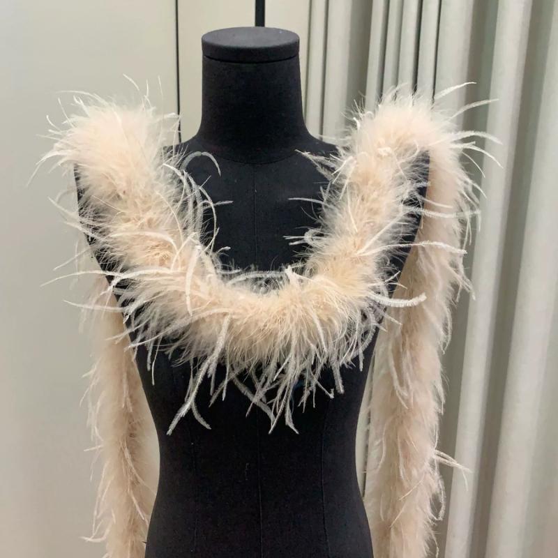 DIY 1-lagiges Natürliches Straußenfedern Boa 2 Meter Flauschiges Straußenfeder Schal für Hochzeit Party Kleid Nähen Dekoration Schal