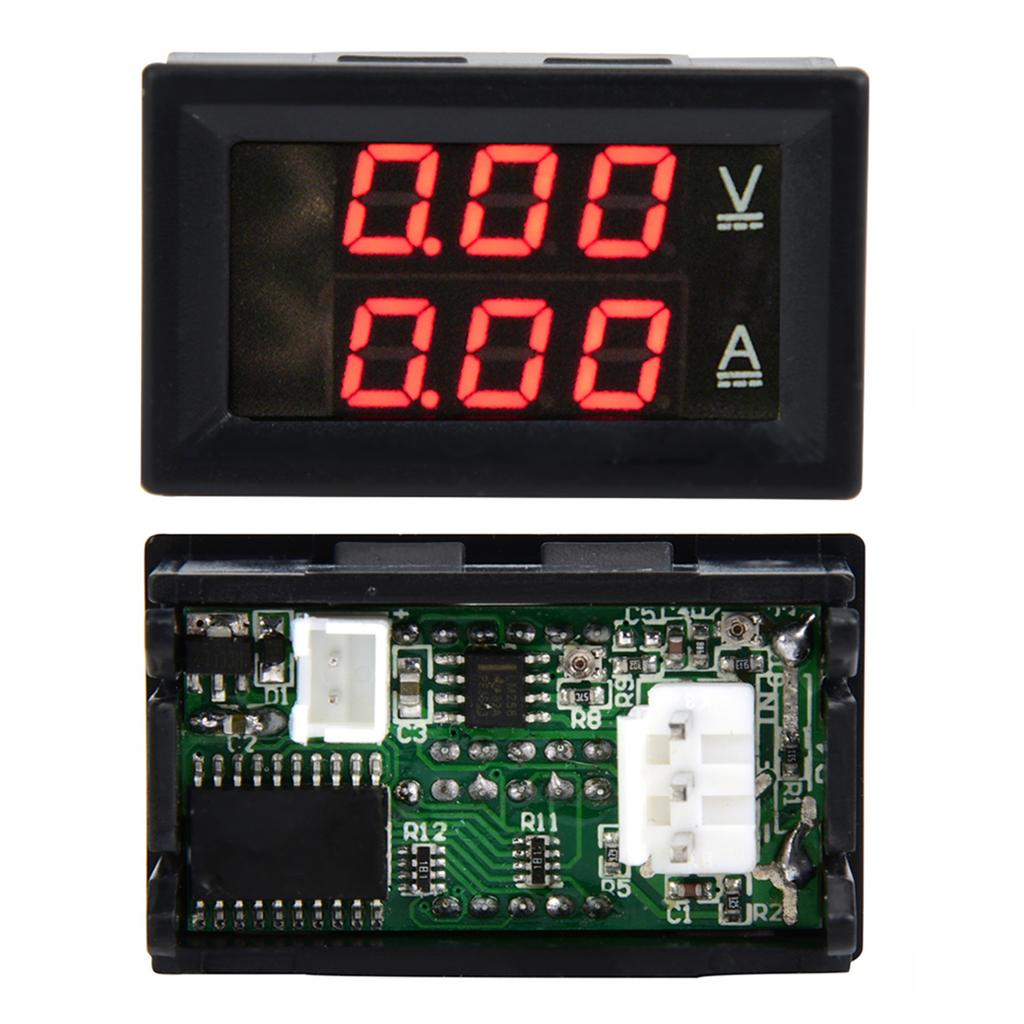 3 Digit DC 0 100V 50A 10A Voltmeter Ammeter Gauge Dual LED Panel (Red & Red 10A)