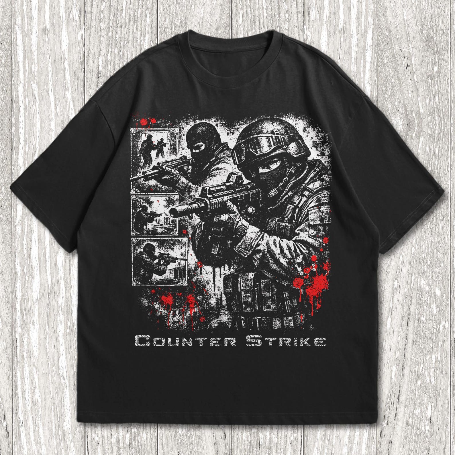Tactical Operator Retro Graphic Tee | Global Offensive Vintage Bootleg Shirt | Competitive FPS Gamer Streetwear, Y2K Grunge Tactical T-Shirt XL