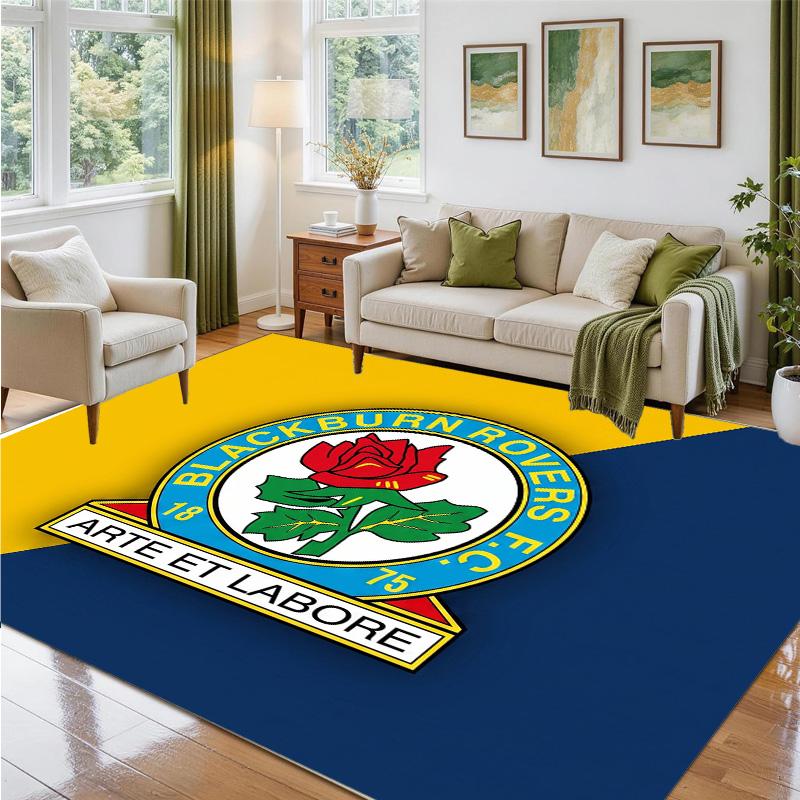 Blackburn Rovers Football Design Crystal Velvet Rug Soft Decorative Mat for Bedroom Entrance