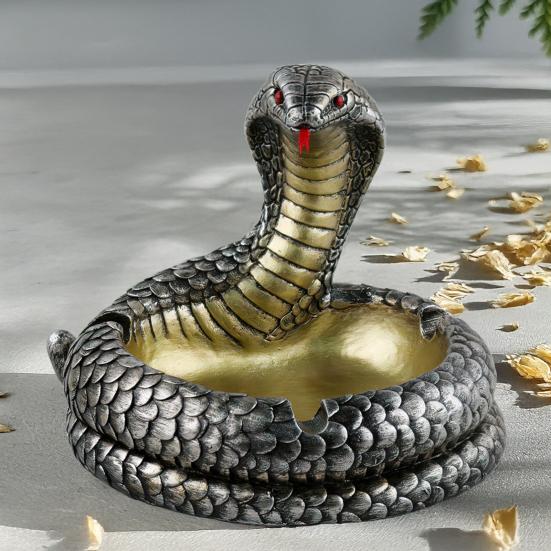 Snake Ashtray Resin End Table Ashtray Artistic Coiling Snake Ashtray Reptile Lover Gift for Year of The Snake Home Office Decor