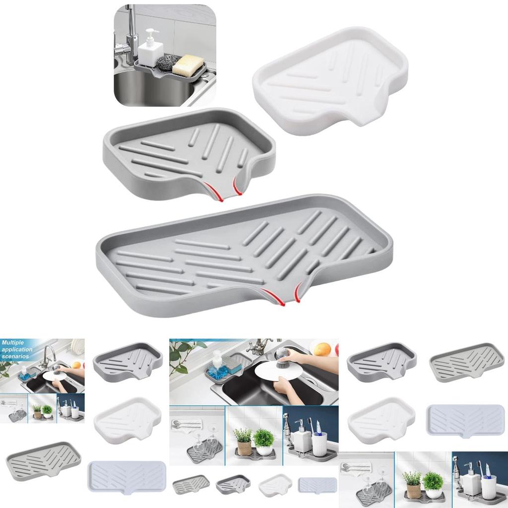 Premium Quality Silicone Soap Holder With Drainage Pad Large Size Slate Grey