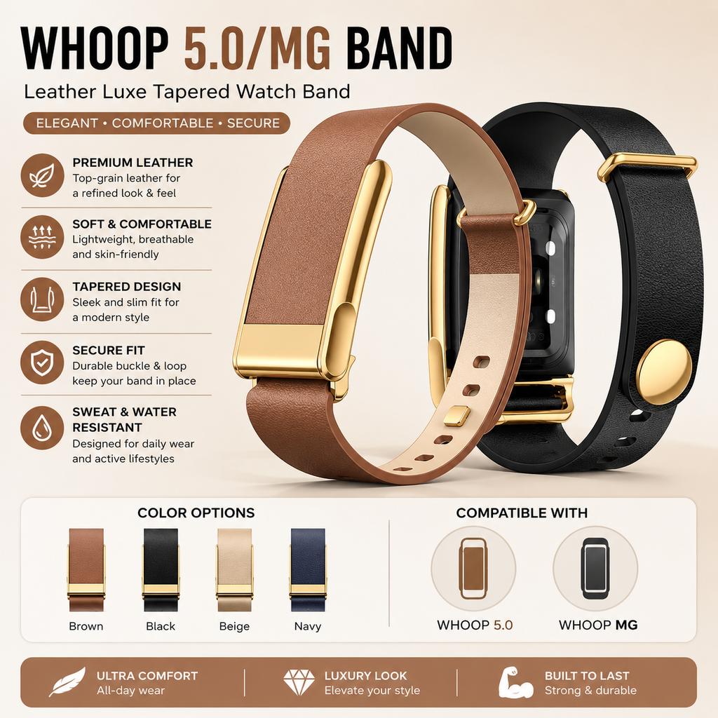 Curea de ceas din piele naturală pentru WHOOP 5.0/MG Brățară fitness reglabilă pentru Whoop5.0 One/Peak Life(MG) Accesorii de înlocuire pentru brățări subțiri din piele