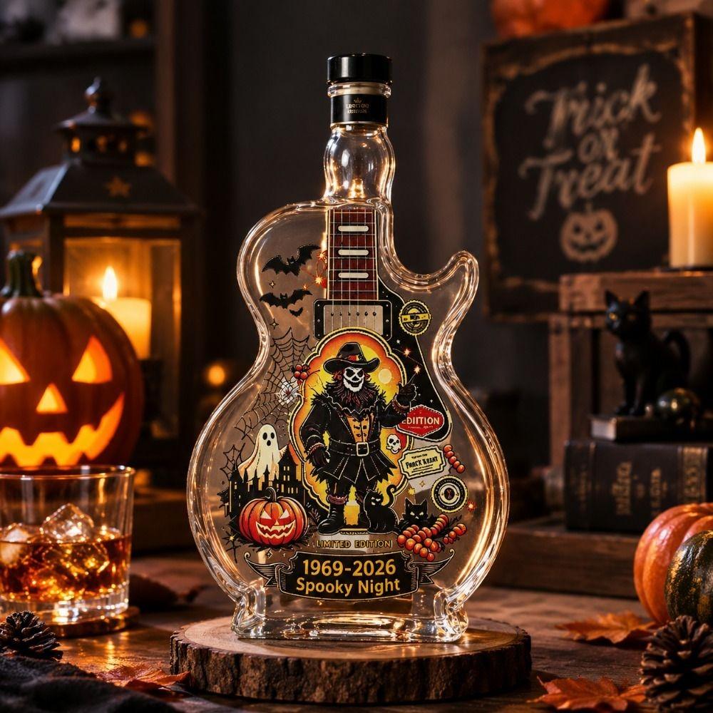 Pumpkin Guitar Liquor Storage Bottle Ghost Empty Wine Bottle Clear Glass Bottle Halloween Holiday