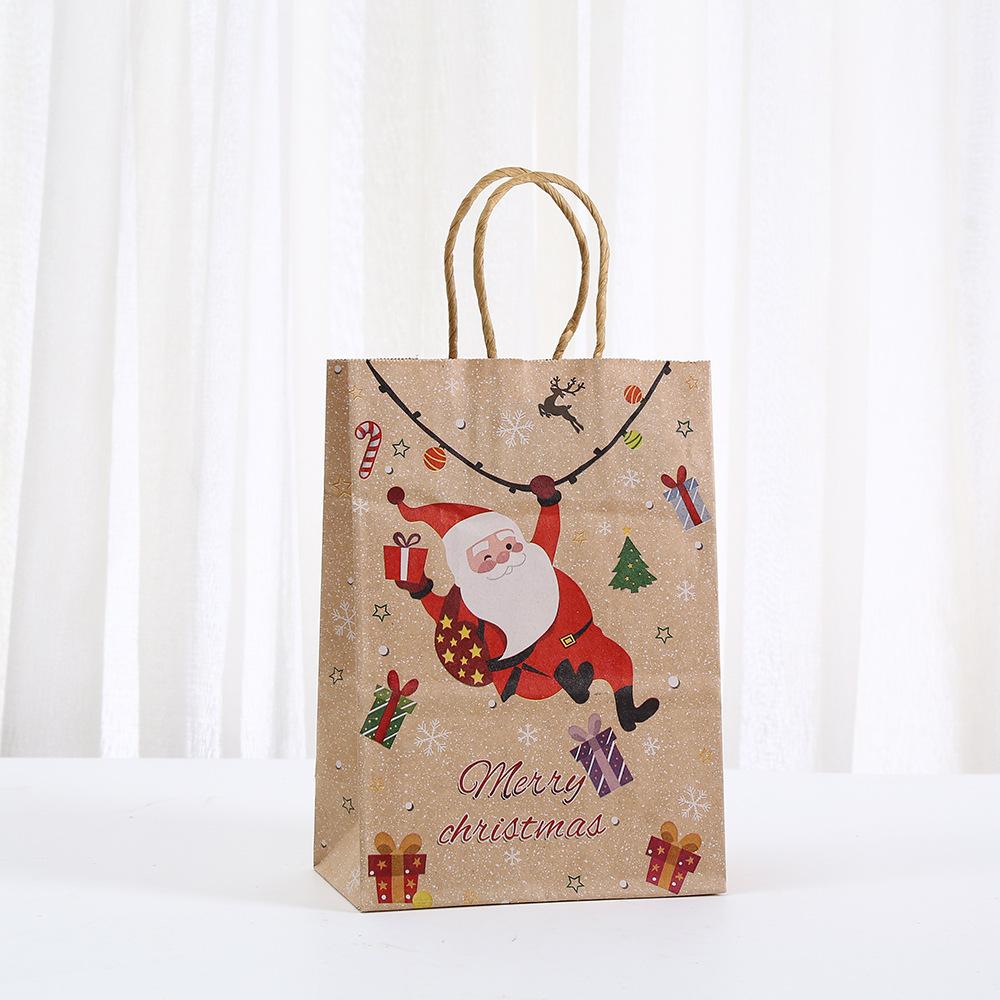 12/30pcs Kraft Christmas Paper Tote Bags Recyclable Gift Bags for Holiday Parties Markets Classroom Favors 30pcs&15x8x21cm