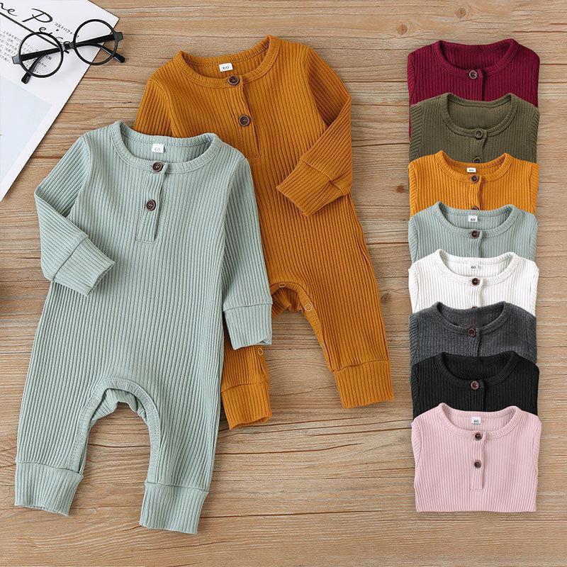 Long Sleeve Baby Romper Solid Color Simple Fashion Infant Jumpsuit Princess Style