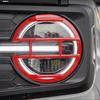 Red Headlight Cover for 2021-2024 Ford Bronco, Headlight Protector Guard with Anti-Scratch Trim - Pair, Durable Front Grille Off-Road Protective