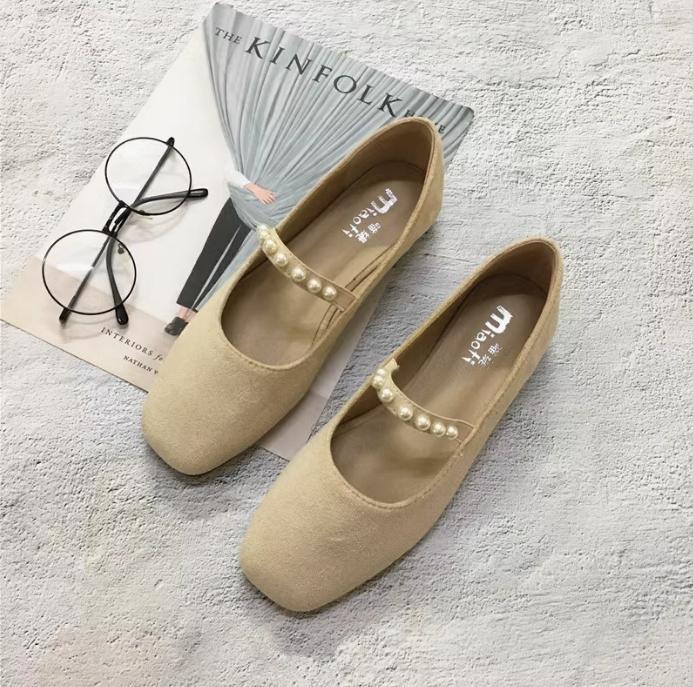 Fashion Flat Shoes for Women Spring and Autumn 2025 New Square Toe Bow Shallow Mouth Ballet Flat Shoes Plus Size Women's Shoes 41-43