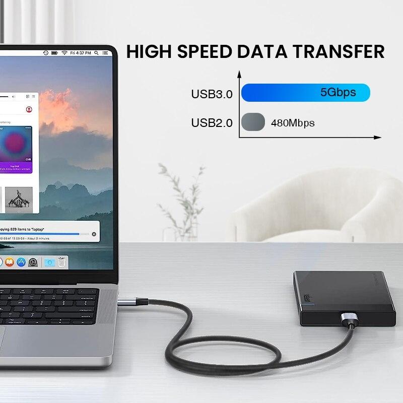 NIERBO USB C To Micro B Cord Hard Drive Cables Braided USB 3.0 Type C Male To Micro B Male Cable for MacBook Toshiba Canvio