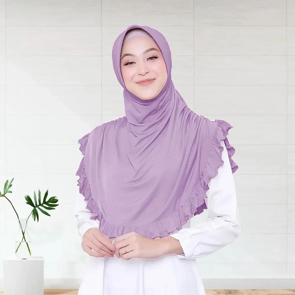 Ramadan Hijab Instant Femei Eșarfă Musulmană Lanț Eșarfă de Cap Înfășurări Elastic Acoperire Cap Gât Șaluri Amira Hijaburi Islamice pentru Rugăciune Turban