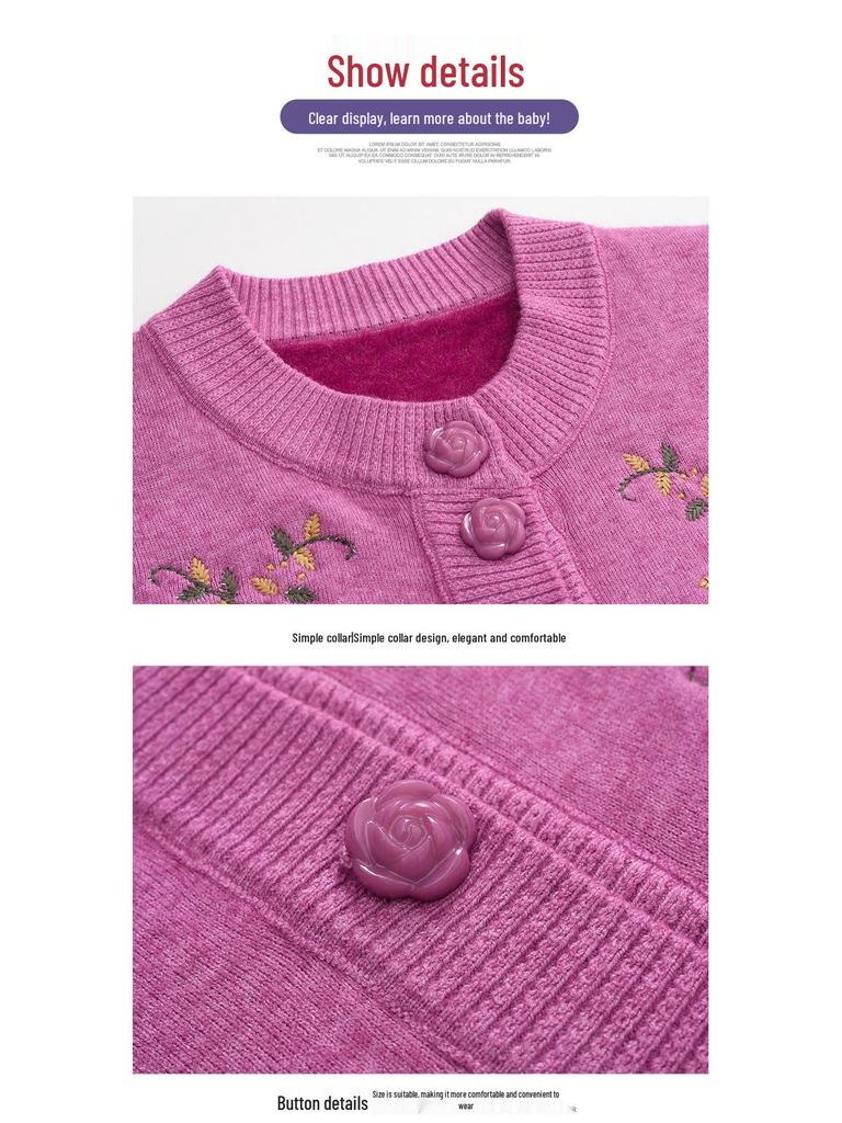 Dámský plusový sametový zesílený kardigan - Jarní a podzimní pletený svetr pro středního věku a starší