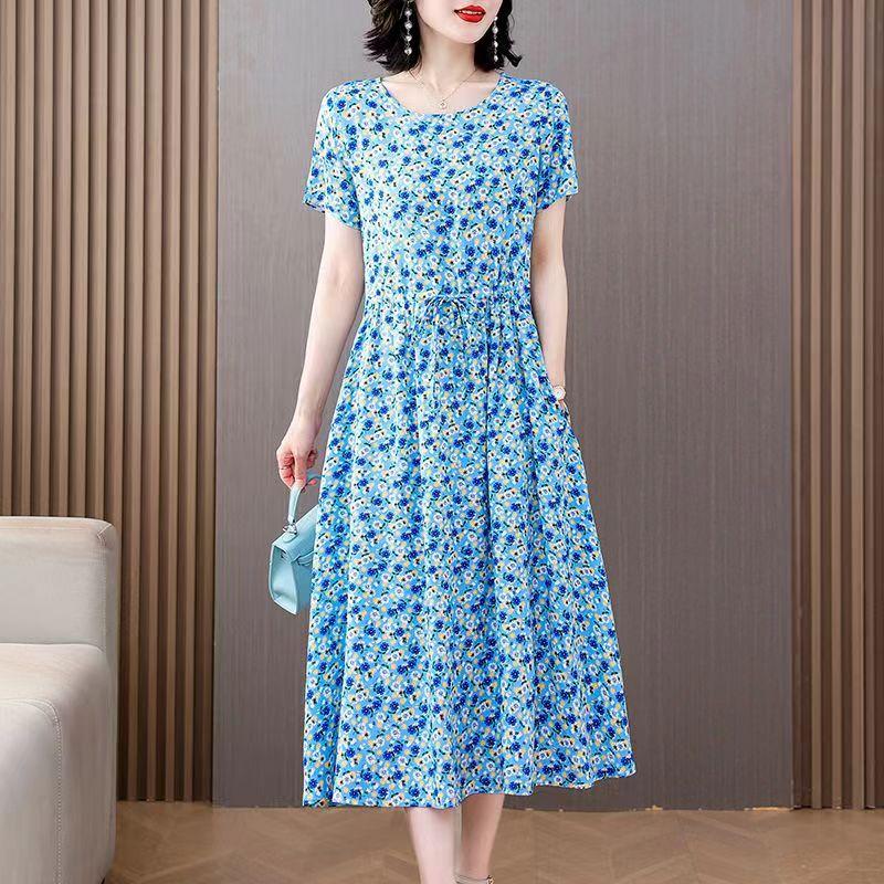 Summer Elegant Dresses Ladies Slim Short Sleeve Casual Summer Women's Dresses Korean Style Vintage Clothes