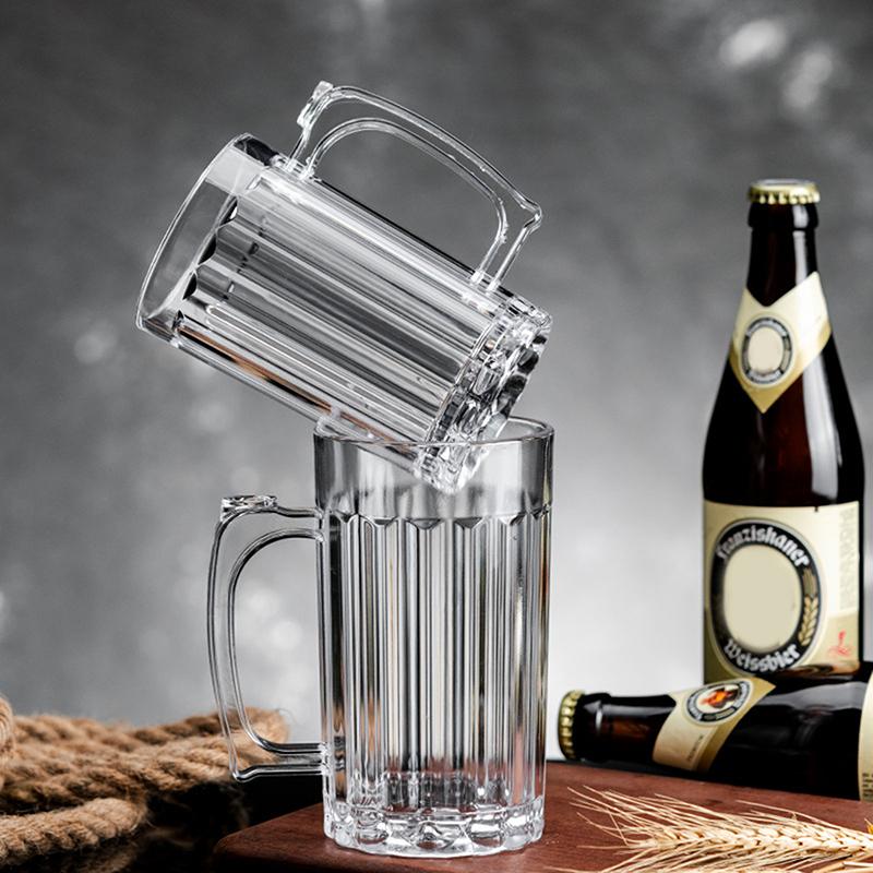Acrylic Beer Cup Household Mug Mugs Drinking Glasses Handles Milk Coffee Juice Water Cup Barware Drinkware For Home Party Bar Ka