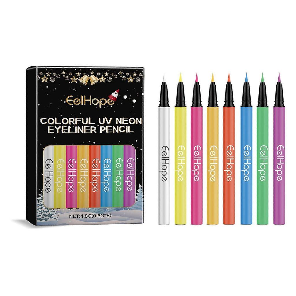 Eelhope 8barevný Halloweenský Neonový UV Tekutý Oční Linker Je Rychleschnoucí, Dlouhotrvající A Snadno Se Nerozmazává Oční Make-up