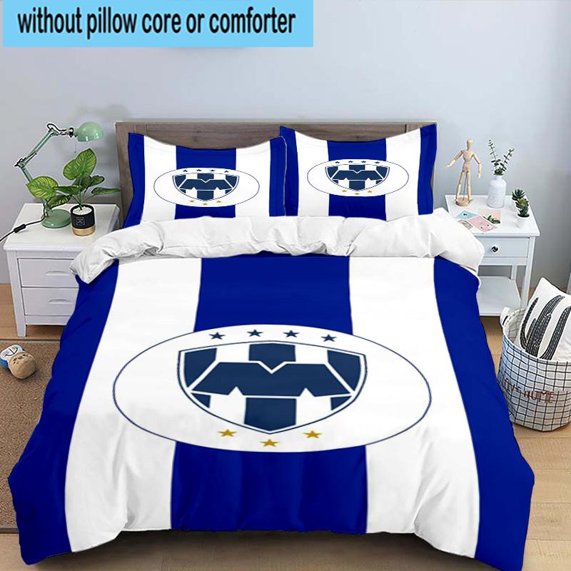 3pcs C.F.Monterrey Football Crest Art Printed Bedding Set Duvet Cover Closure Includes 1 Duvet Cover & 2 Pillowcases Bedding Sets Home Decor Gifts