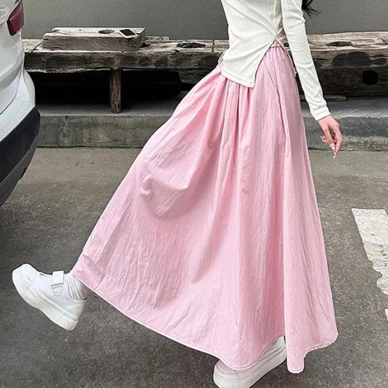 Spring Summer Women Colorful Long Skirts Girls Versatile Comfortable Elastic Dress Female Concise Leisure Vacation Skirts