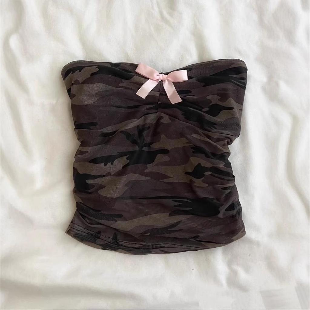 Women's Y2K Retro Camo Bandeau Tank Top