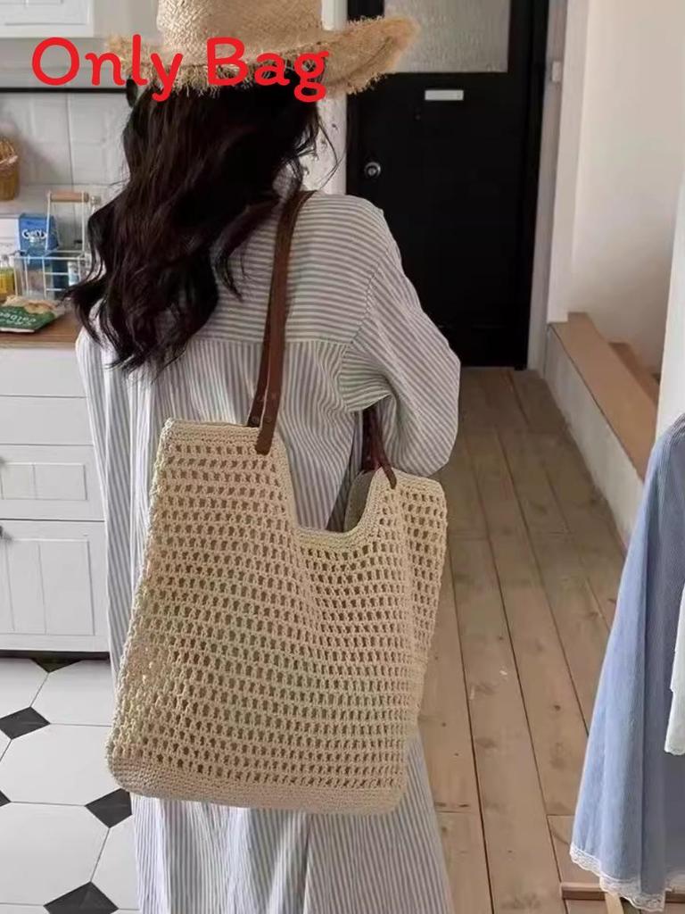 Boho gewebte große Tragetasche mit Magnetverschluss für den täglichen Gebrauch