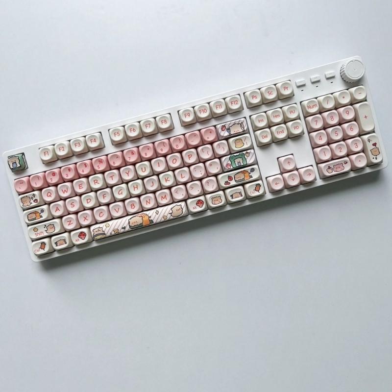 118 Tasten Pinkes Schwein Tastenkappen PBT Farbsublimation MOA Profil für Schalter Passend für 61/64/68/87/96/104/108 Tastatur Tastenkappen