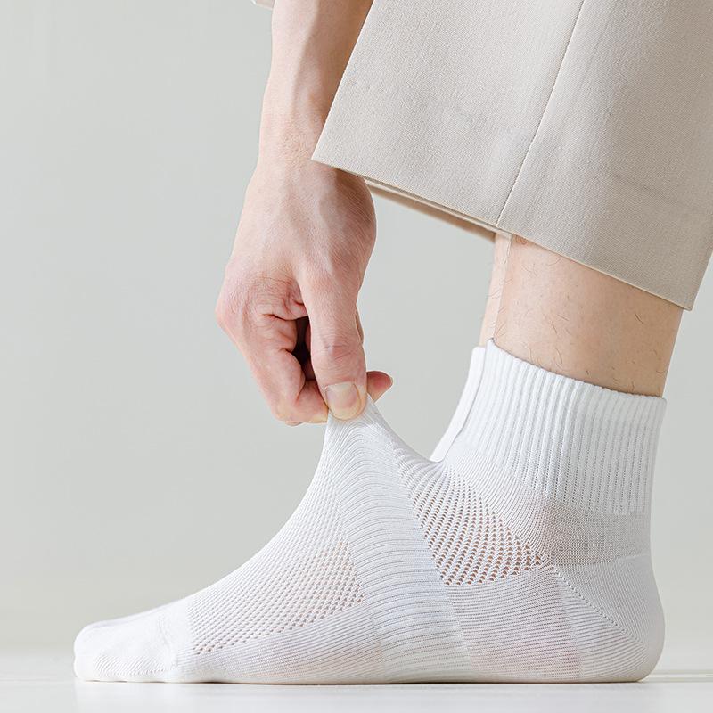 Șosete de vară pentru bărbați, din plasă respirabilă, subțiri, până la jumătatea gambei: Stil Simplu și Elegant, Culoare Curată și Revigorantă, Șosete Scurte Casual