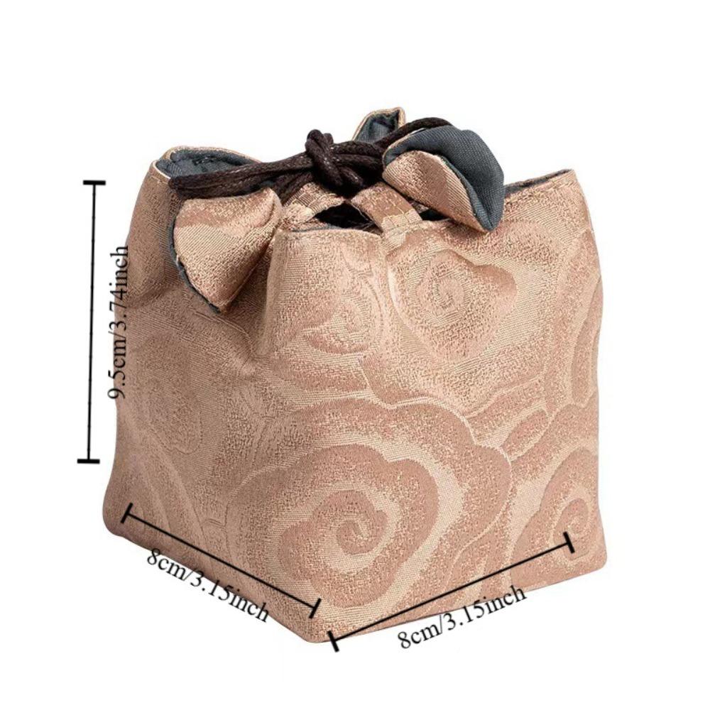 Breakage-proof Teacup Drawstring Cloth Pouch Print Embroidered Handbag Teaware Storage Bag  Purse