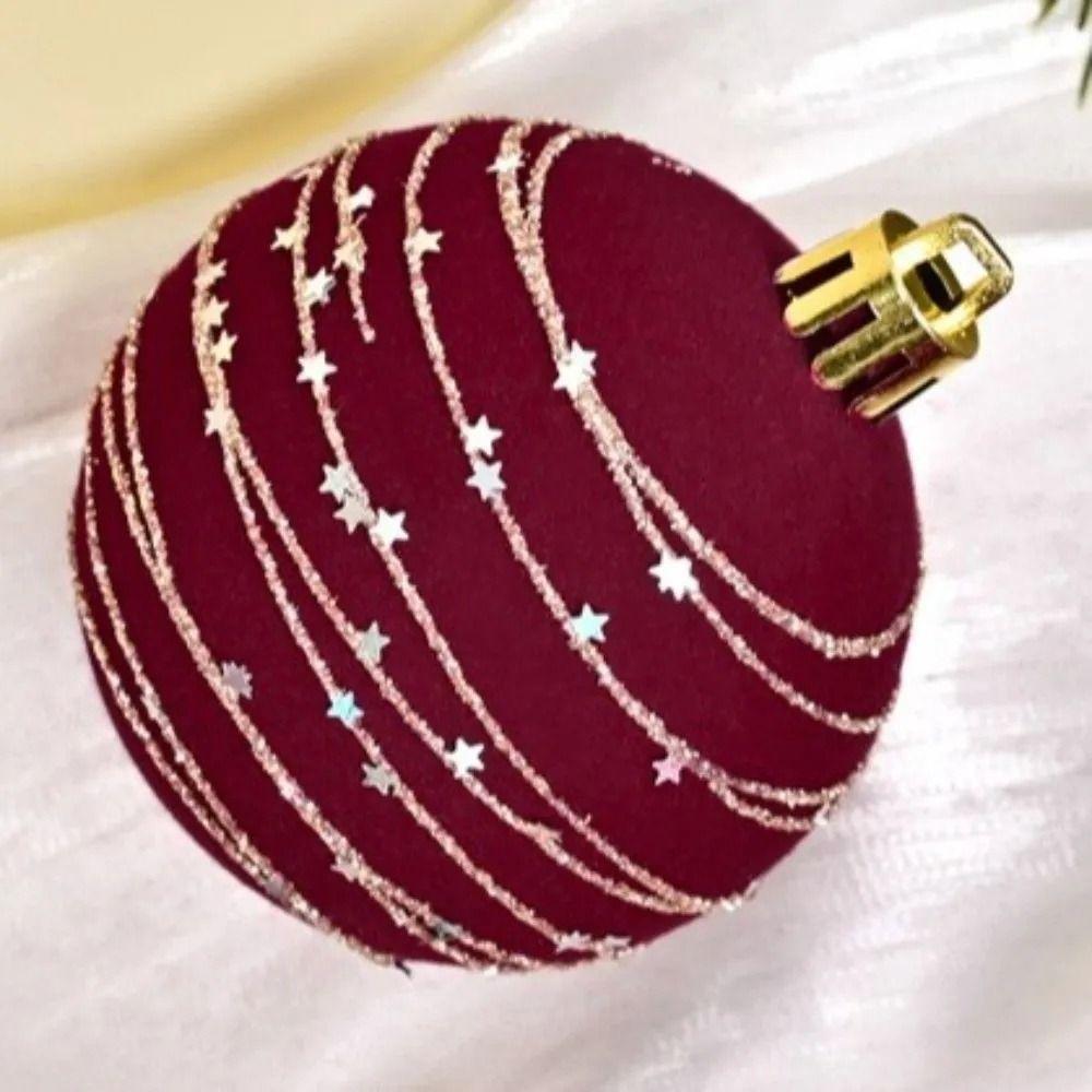Plastics Christmas Tree Ornament Glitter Flocked Christmas Balls  Christmas Home Decoration