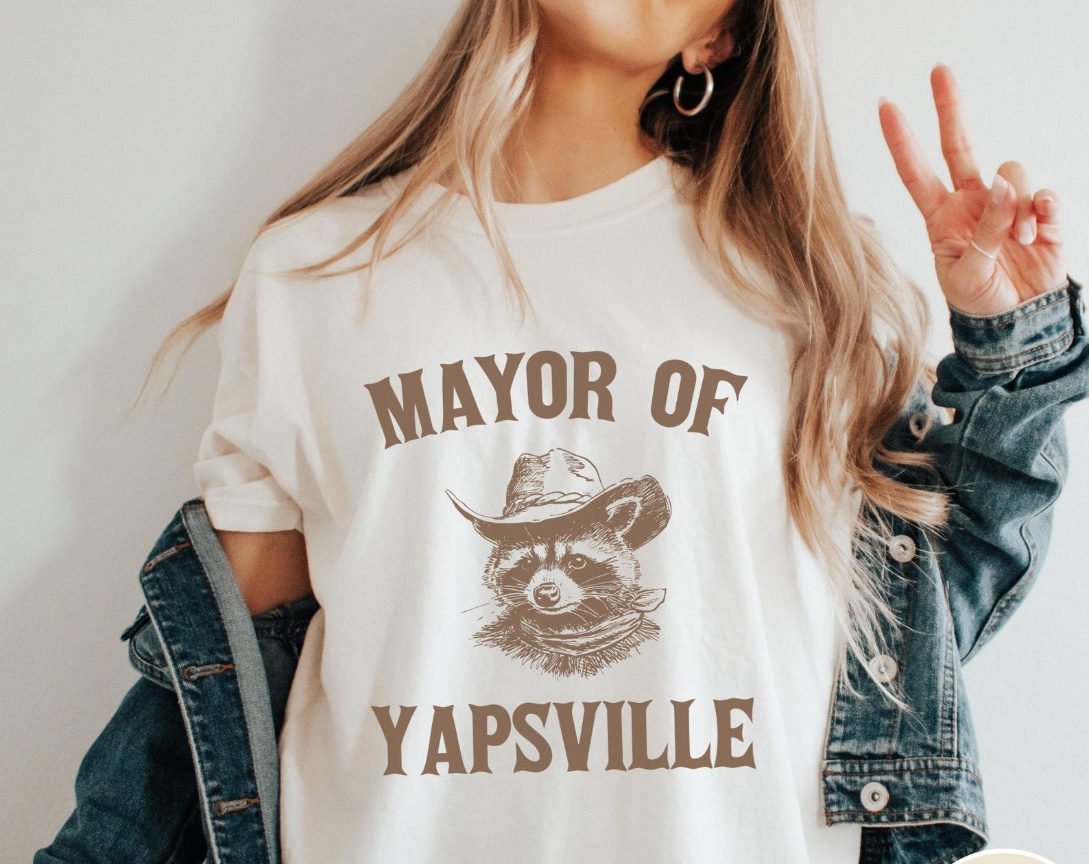 Mayor of Yapsville Comfort Colors® Shirt, Funny Yapper Shirt, Vintage Retro Graphic Shirt, Yapping T-Shirt, Funny Oversized Raccoon Shirt S