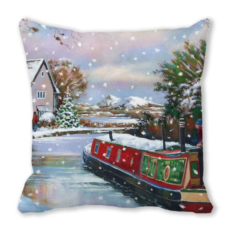 Christmas Themed Pillowcases Car Accessories Office Santa Claus Living Room Sofa Home Pillowcases