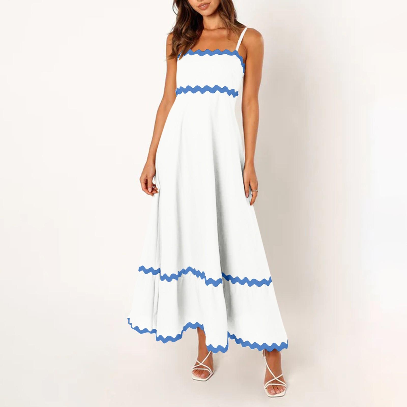 

Женское модное сексуальное однотонное платье без рукавов с регулируемым ремешком и без бретелек M светло-синий