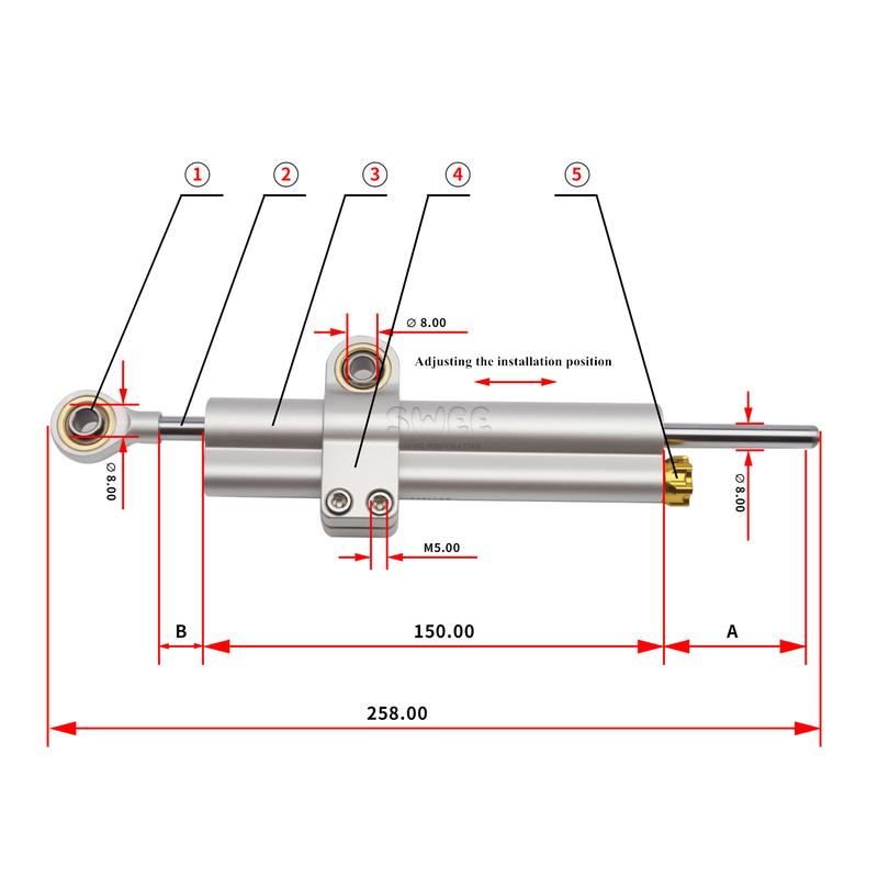 Motorcycle damper modification accessories universal 258/373mm steering stabilizer for Honda Kawasaki Yamaha Double tube damper