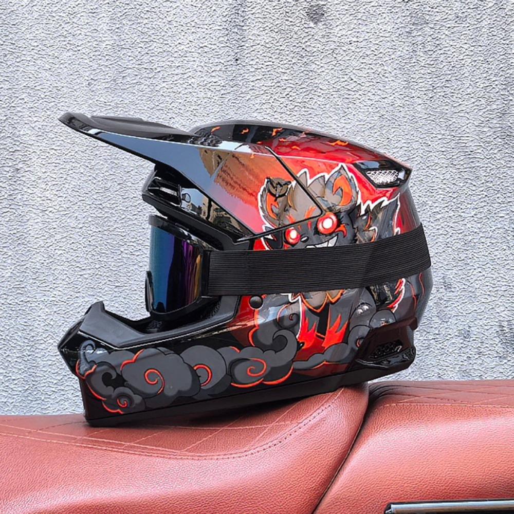 Red and Blue Downhill Helmets Off-road Full Helmets Mountain Bike Riding Safety Helmets Men's and Women's Cycling Forest Helmets