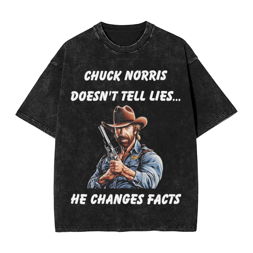 T-shirt Lavate Il Più Grande di Tutti i Tempi Chuck Norris Hip Hop T-shirt Retrò Harajuku Streetwear Top in Cotone Top Magliette per Unisex Donna
