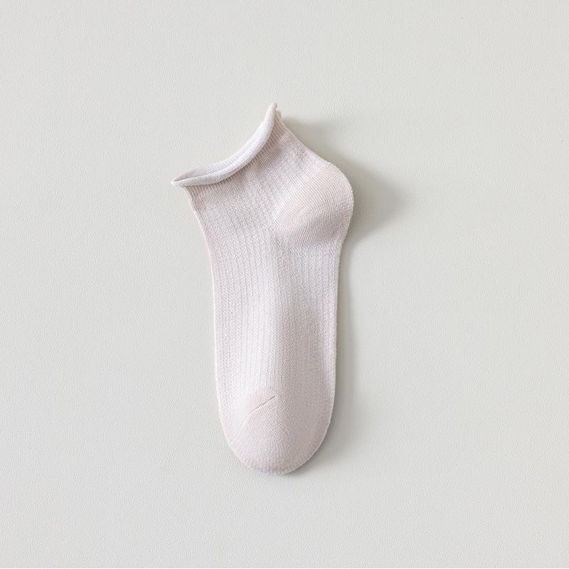 Damen Sommer Dünne Modische Alles Passt Zusammen Kontraktierte Gerollte Kante Einfarbig Kurze Socken