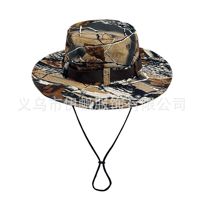 Popular Jungle Camouflage Bucket Hat Men and Women Big Brim Basin Hat Military Hat Round Edge Sun Hat Summer Climbing Hat