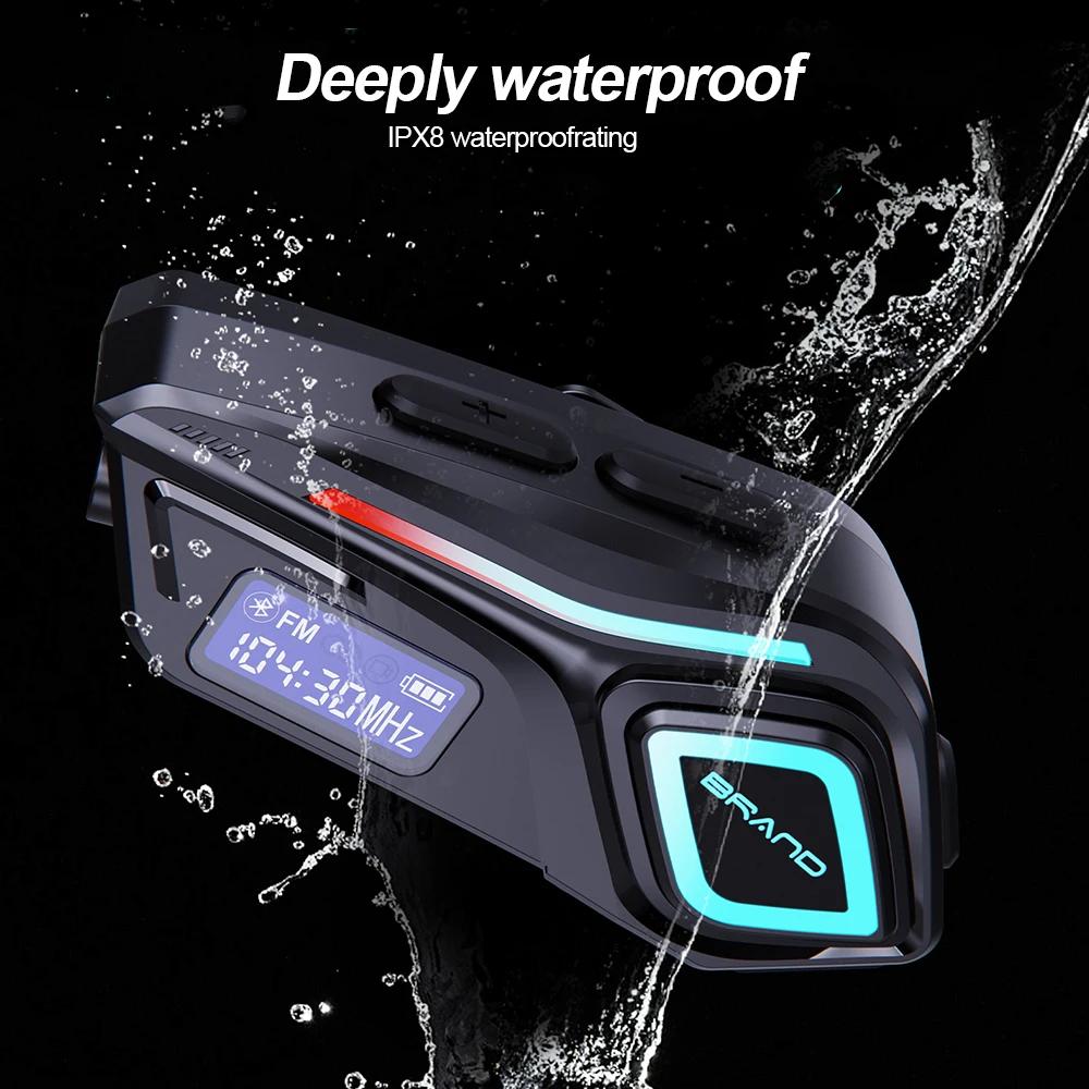 K08 Universal Motorcycle Helmet Headset Hands-Free Calling Bluetooth 5.4 IPX8 Waterproof FM Radio 2in1 Mic Wireless Earphone