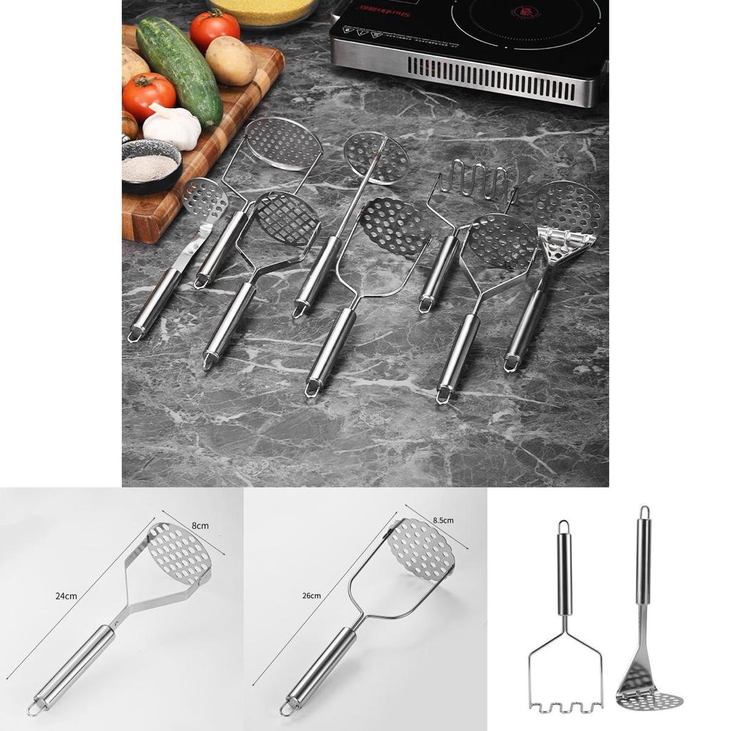 Stainless Steel Potato Masher With Round And Square Openings For Home Kitchen Use