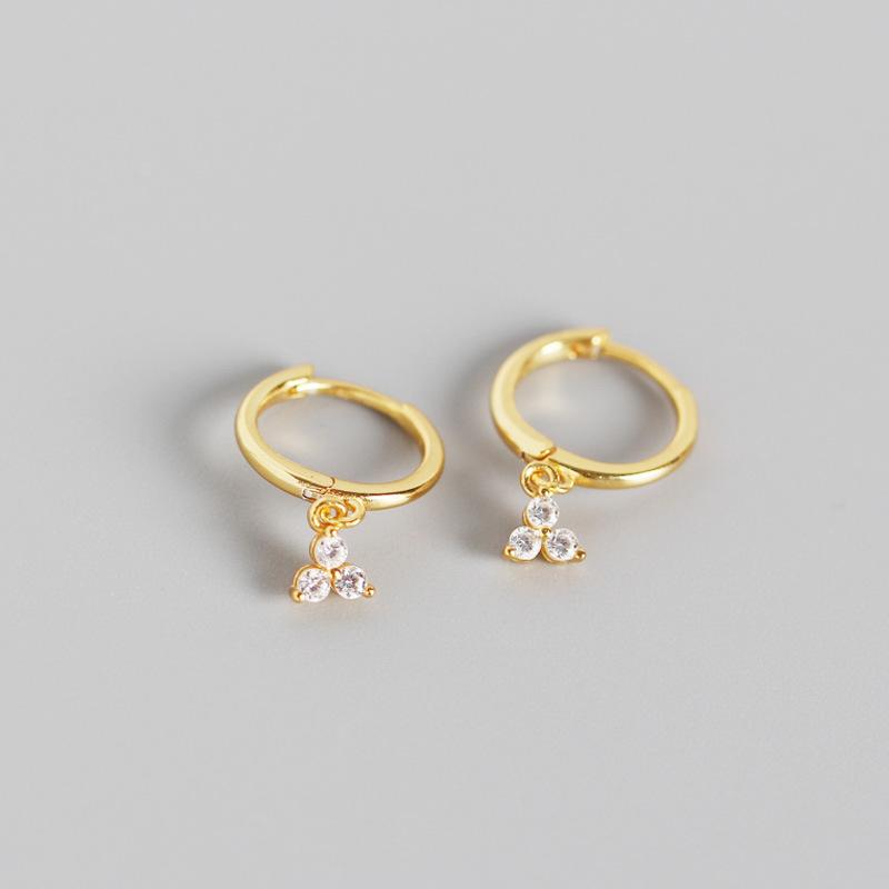 925 Silver Inlaid Crystal Geometric Clover Stud Earrings Light Luxury Mature Glamour Women Jewelry Accessories