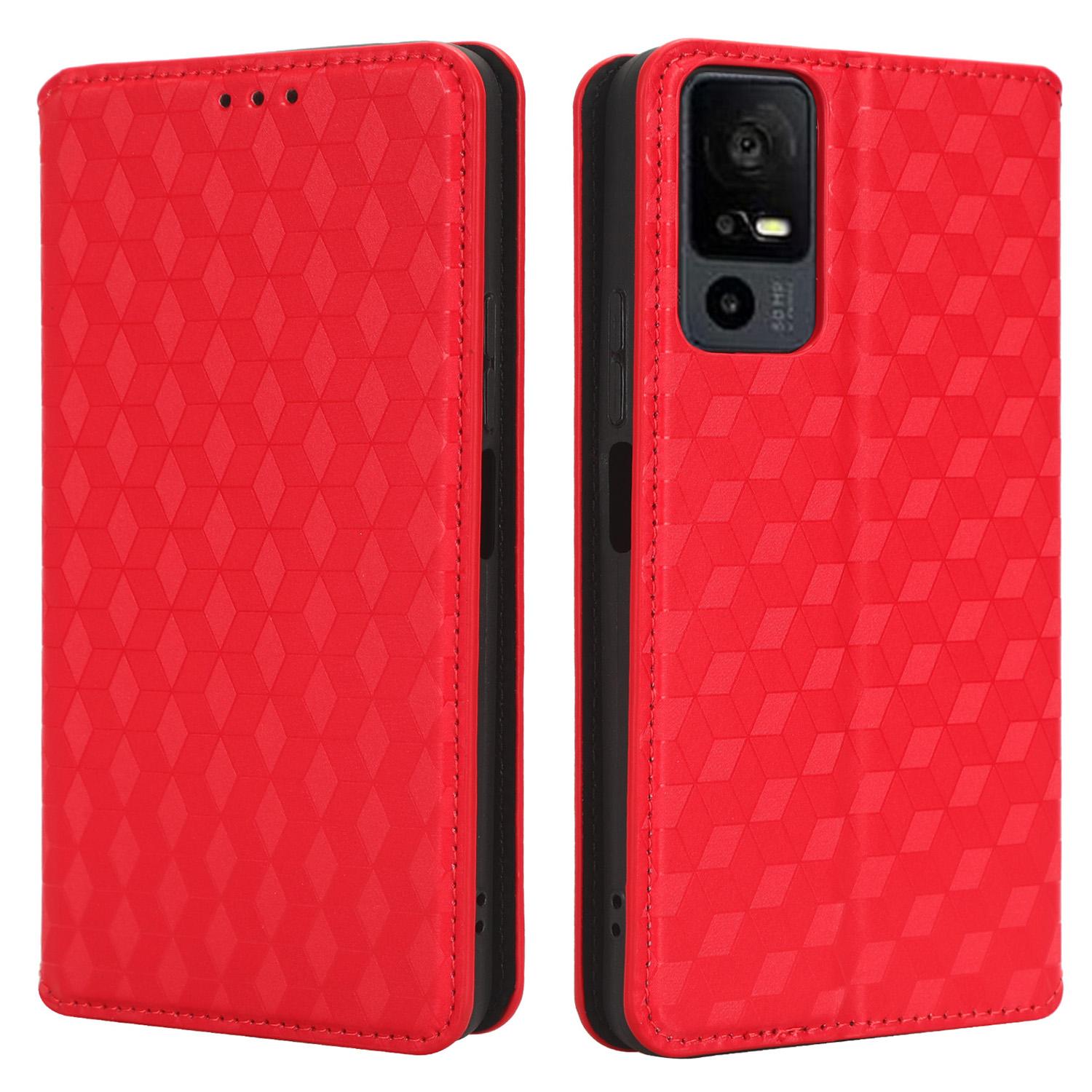 

Чехол-кошелек для TCL 40 XL из ПУ кожи с ромбовидным тиснением, чехол-книжка с подставкой Red