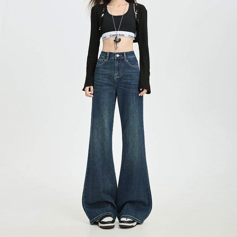 Dámské retro džíny s vysokým pasem, zeštíhlující, s mírně rozšířenými nohavicemi, na podzim/zimu 2025