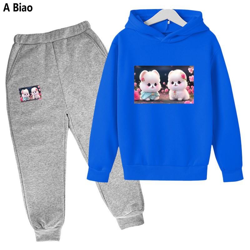 Children's fleece suit hooded children's clothing hip-hop casual spring and autumn suit