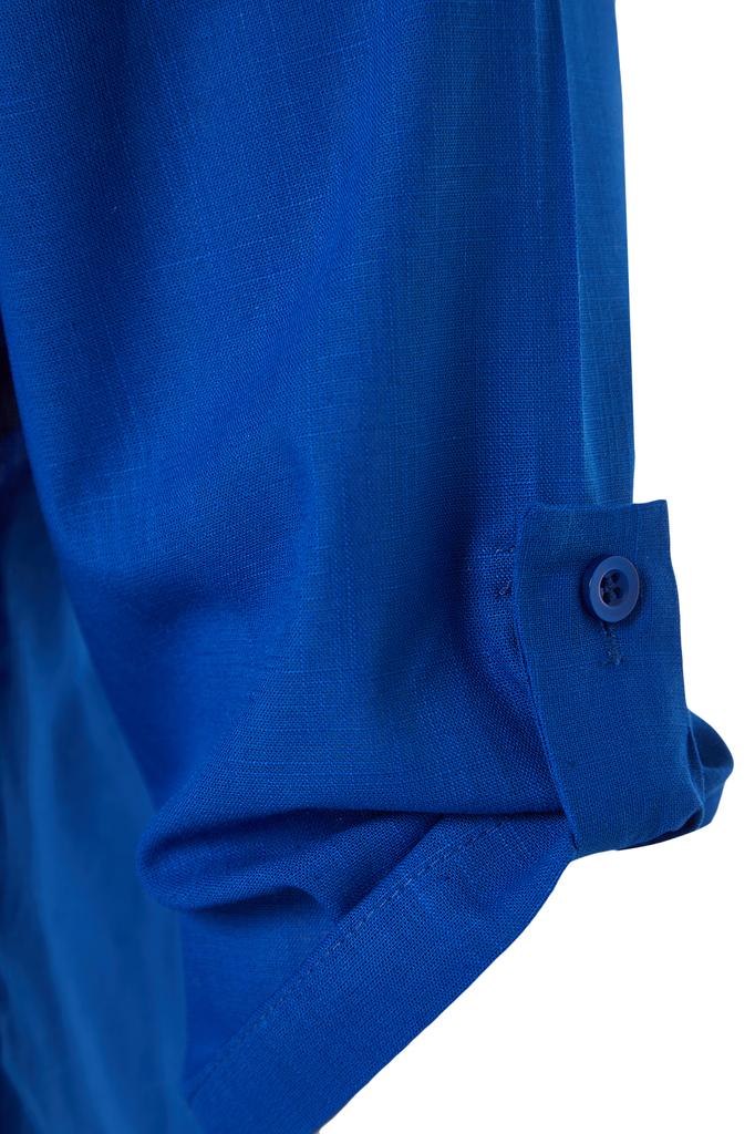 Women's Dress New Season Fashion Blue Mini Woven 100% Cotton Beach Dress