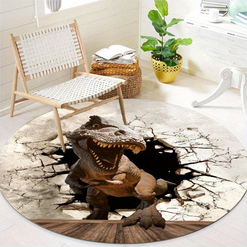 Dinosaur Breaking Wall Round Area Rug Non Slip Floor Mat Office Chair Pad Living Room Bedroom Home Decor Carpet