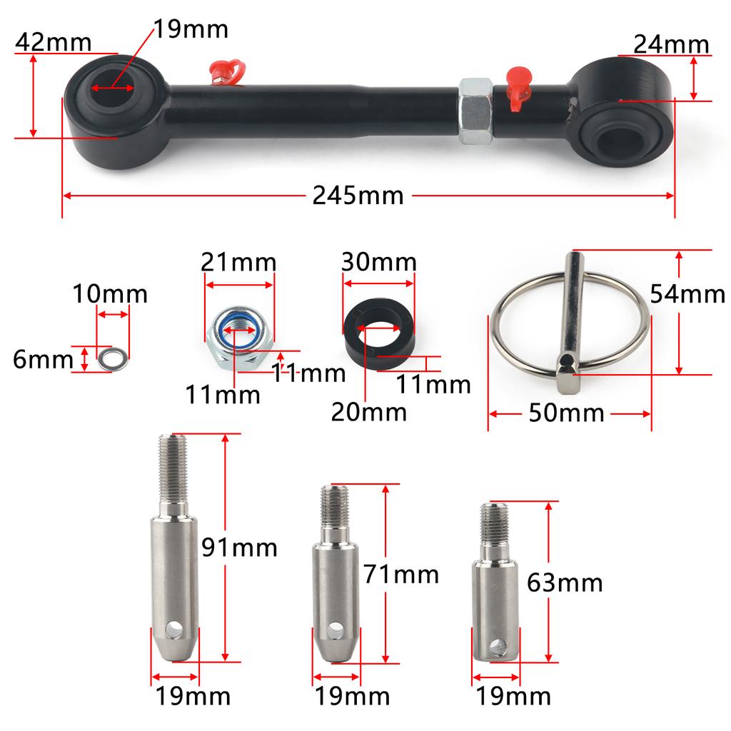 2.5"- 6" Front Sway Bar Links Quicker Disconnect System Kit for Jeep Wrangler JK 2007-2018 Adjustable Upgrade Swaybar Lifts