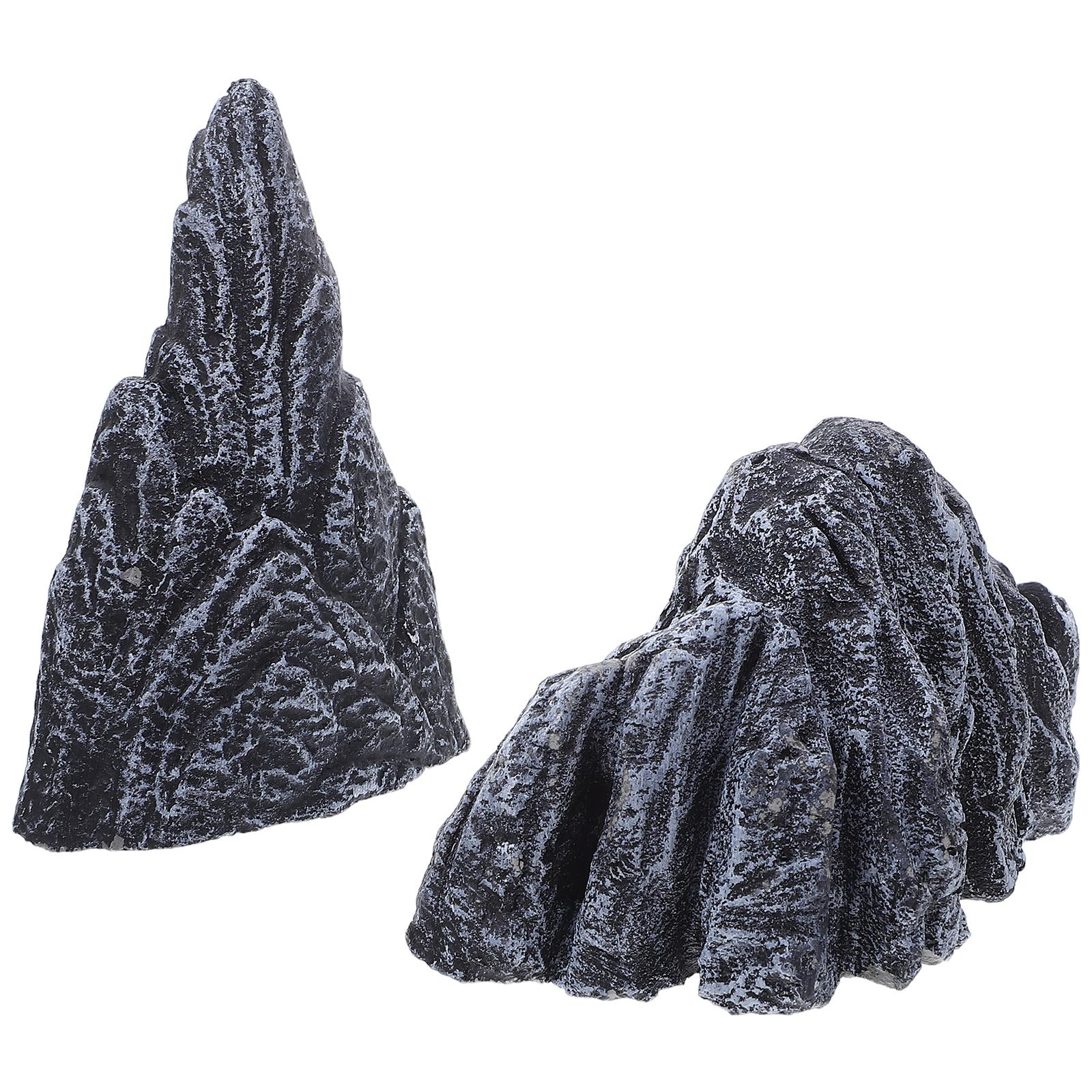 

2pcs Miniature Resin Rockery Artificial Mountain Simulation Small Stone Decoration For Indoor Desk Bonsai Fish Tank Fairy Garden 11X7X5CM