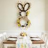 Easter Bunny Rattan Wreath Pendant: Forest-Style Egg Ring Door Hanger Wall Decor