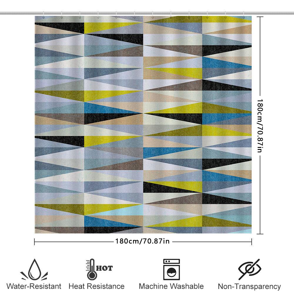 Modern Geometric Shower Curtain Waterproof Fabric Bathroom Decor For Home Decoration Blue Yellow White Black Gray Medium Size