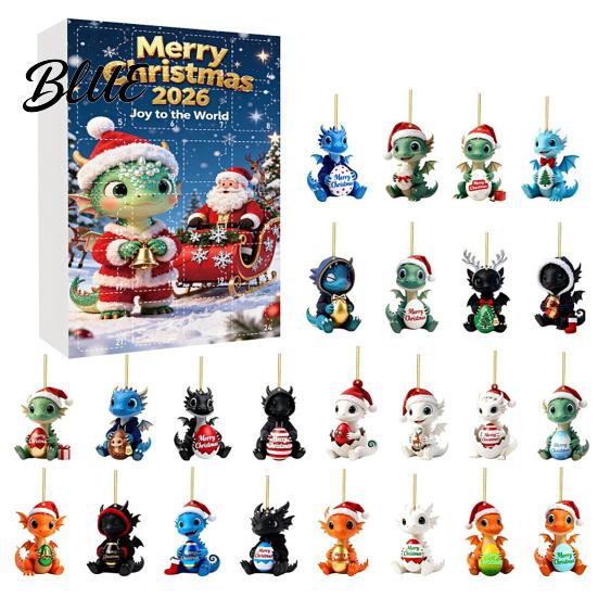 Festive Desktop Table Decor 2026 Dragon Advent Calendar 24 Days Funny Baby Figures Christmas Countdown Cute for Tree 2D Acrylic Cartoon Ornaments