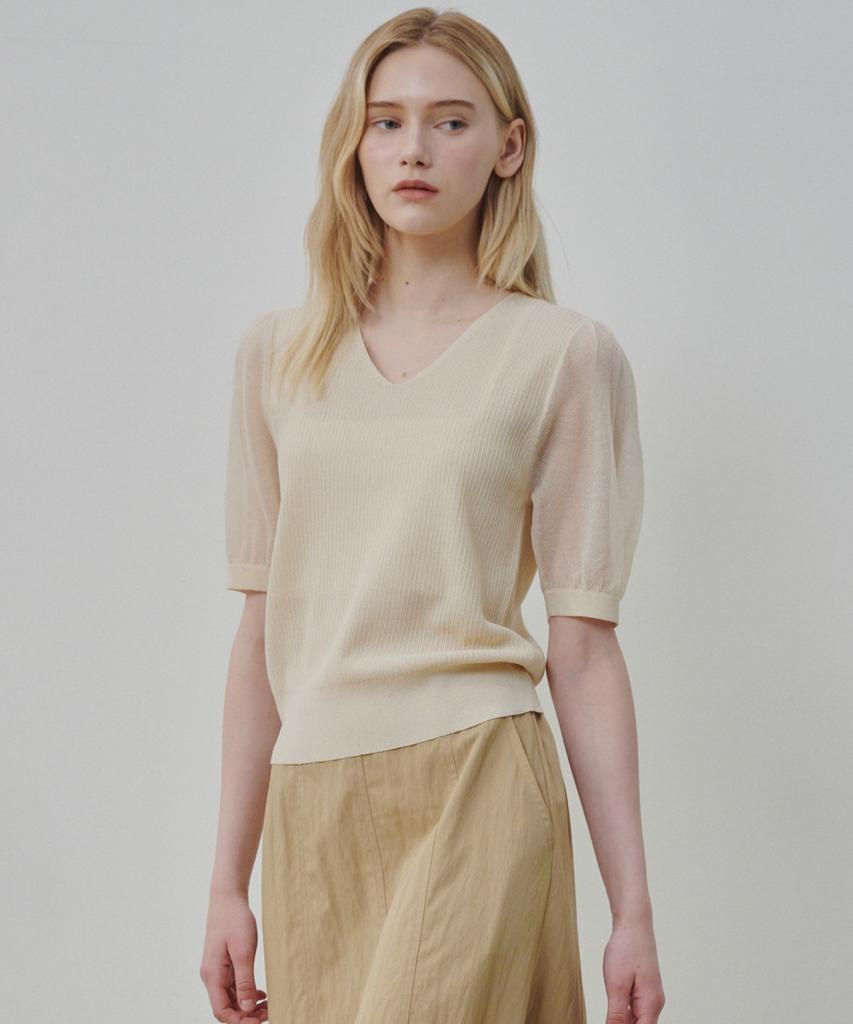Ollibeudeollibeu Contrast Sleeve V-Neck Pullover Ok6Mp6110
