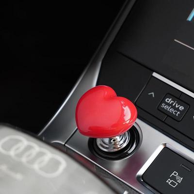 Car One-Click Start Buttons Protective Cover Decoration Personalized Creative Heart Ceramic Metal Button Protective Cover