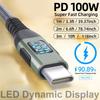 100W USB C To USB C Cable Type C PD 5A FastCharging for LED Display Nylon Braided Charger Cord for iPhone16 15 MacBook iPad